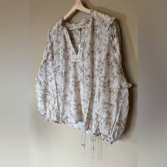 Cotton Floral Boho Blouse NWT Size Large AE77 Premium - Picture 3 of 9